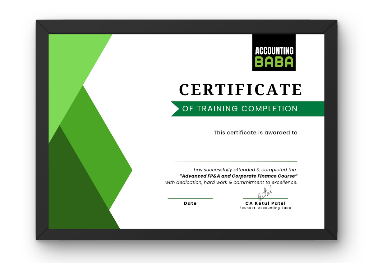 Advanced Finance Course Completion Certificate - Accounting Baba Surat